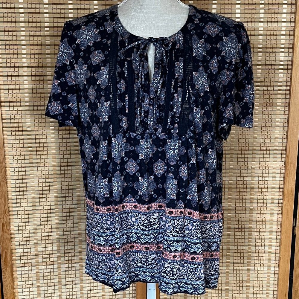 Lucky Brand Short Sleeve Shirt - Blue, White & Pink, Size XL